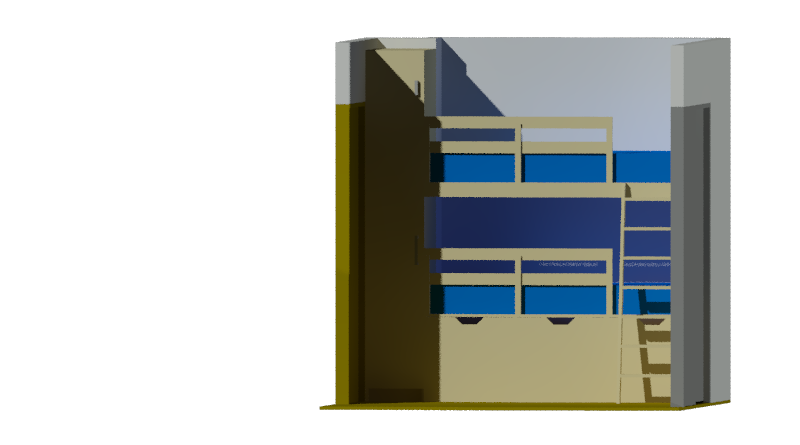 habitación con armario y literas
